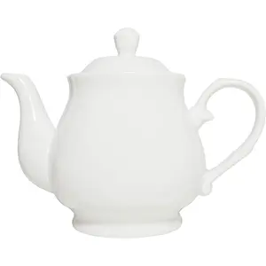 White Porcelain Teapot 400ml, Small Lotus Tea Pot Coffee Tea Water Pot Vintage Ceramic Gooseneck Little Kettle (14oz)
