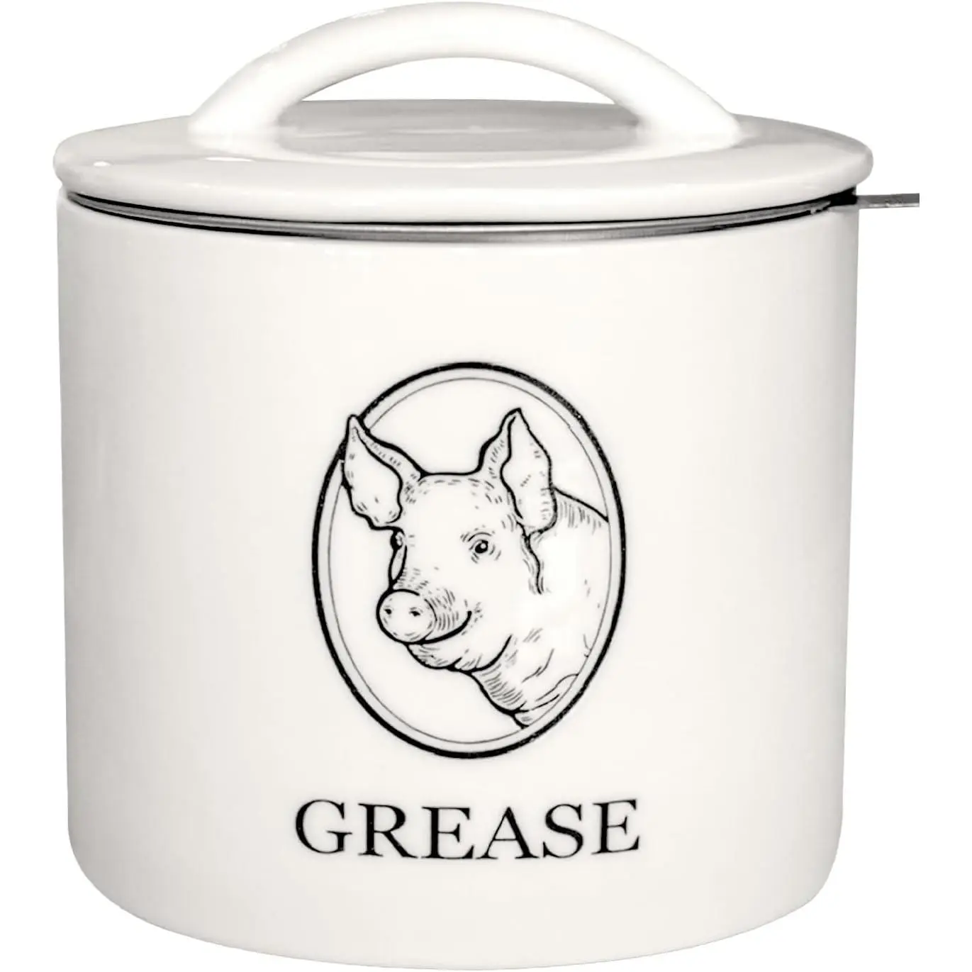 Bacon  Saver with Strainer - -Grade Ceramic Hot  Container with Lid - Heat Resistant White Ceramic Canister for Bacon  Storage - Kitchen  Have - 24 Oz