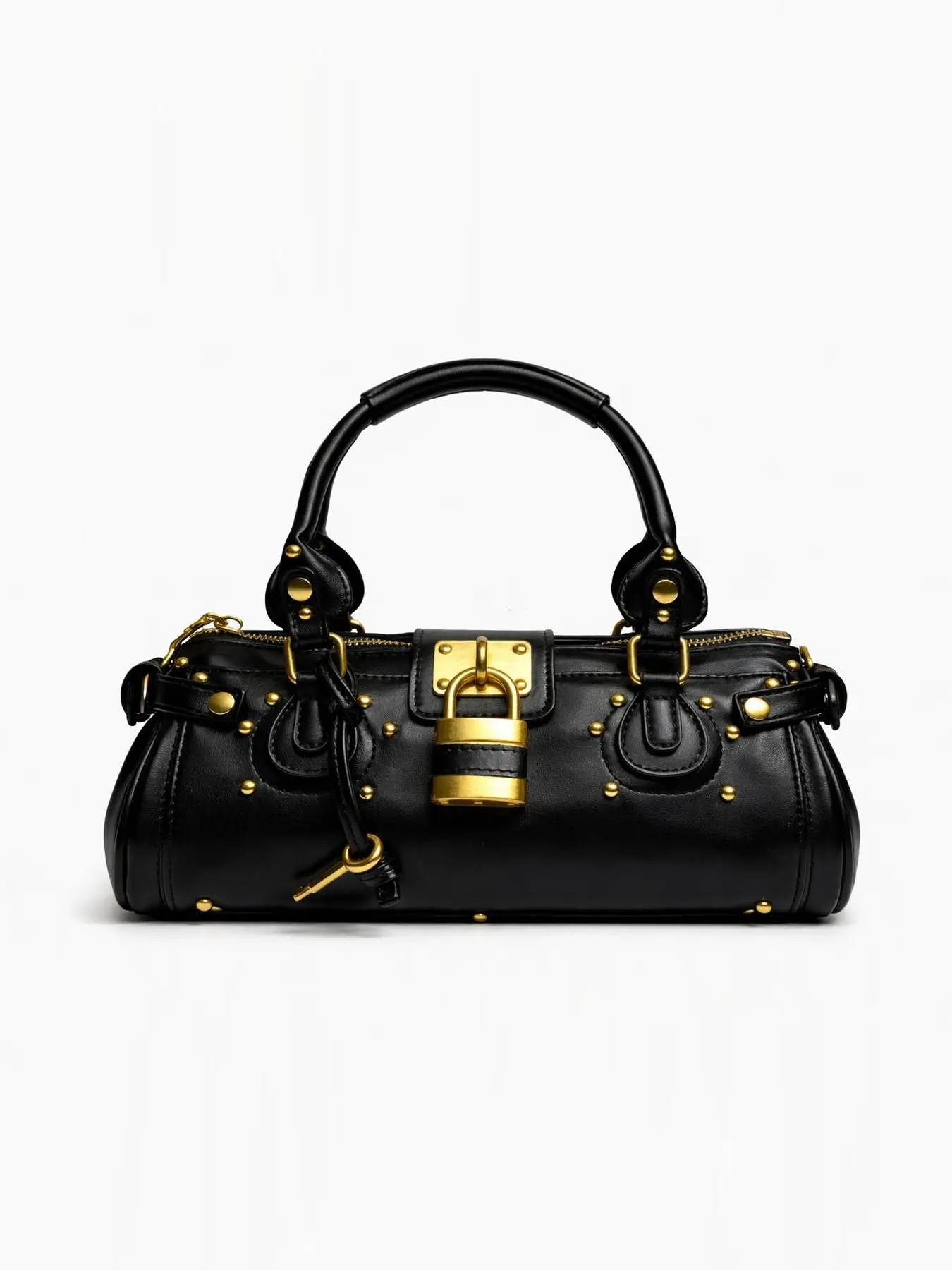Women's Y2K Shoulder Bag, Top Handle Handbag, Small Punk Hobo Clutch, Leather Buckle Trendy Ladies Purses, Pu Fabric Handbag