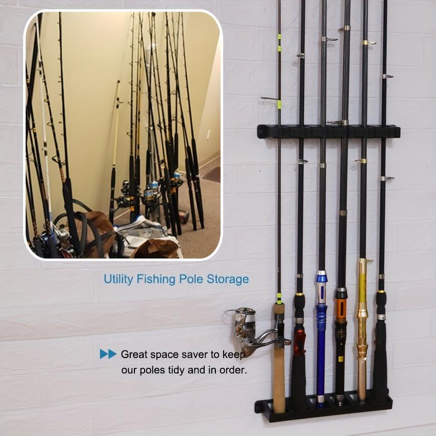 Wall Mounted Fishing Rod Holder, 1/6 Sets Easy To Install Fishing Rod Rack, Fishing Accessories for Garage & Sports Equipment Storage, Organiser
