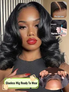 18 Inch Human Hair Bouncy Curly Wig 5x5 Glueless Lace Middle Part Fluffy Casual Curly Style,Pre Cut Lace Hairline, Ready To Wear ,Suitable For Women Daily Or Party Gatherings Wear