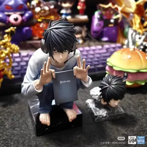 High-quality domestic version of Death Note Squatting L figure with interchangeable double-headed sculptures, GK statue gift