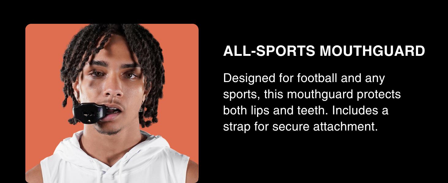 AGS SLEEFS Football Mouth Guard - Lip/Mouthguard with Helmet Strap - Lip/Teeth Protector Mouthpiece - No Boil - for Youth/Adults, Maximum Air Flow, for All Sports - Momma This One for You