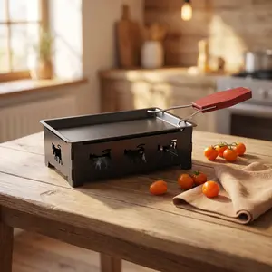 1PC,Portable cheese oven, black mini oven, foldable handle, equipped with a small shovel. Suitable for kitchen or outdoor camping