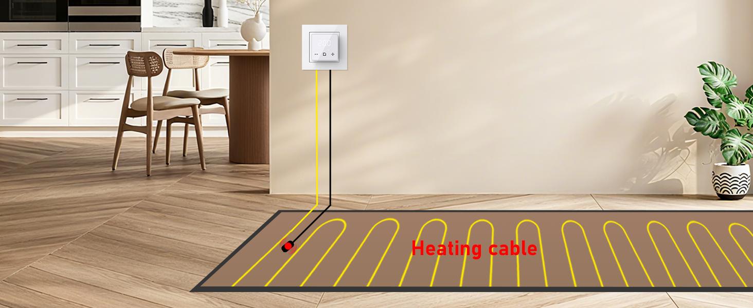 Programmable Thermostat, WiFi Thermostat for Radiant Heating with Touchscreen, 120V-240V Wide Voltage, Dual Sensing, Black