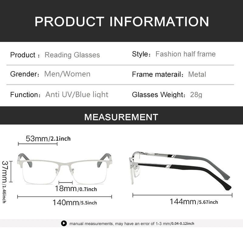 2026 New Men's Semi-Rimless Business Eyeglasses Anti-Blue Light Metal Frame