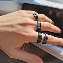 Besteel 16Pcs Stainless Steel Band Rings for Men Women Fidget Anxiety Relief Rings Cool Chain Beveled Edges Celtic Black Band Spinner Rings Set for Wedding Promise Mens Rings Pack Gift Jewelry Besteel 16Pcs Stainless Steel Band Rings for Men Women Fidget Anxiety Relief Rings Cool Chain Beveled Edges Celtic Black Band Spinner Rings Set for Wedding Promise Mens Rings Pack Gift Jewelry