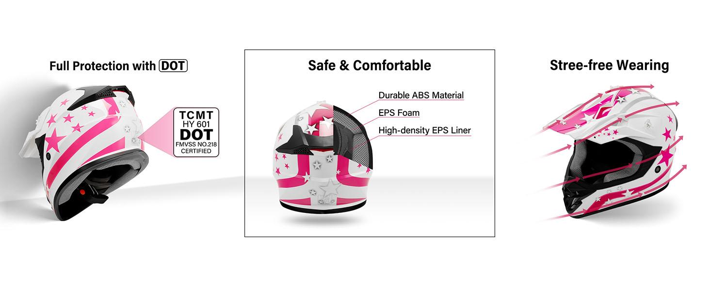 Youth Motorcycle Four Wheeler Riding Racing Helmets Motocross ATV Helmets Offroad Street Dirt Bike Go-Kart BMX MX Full Face Helmet Red Spider Samll Size