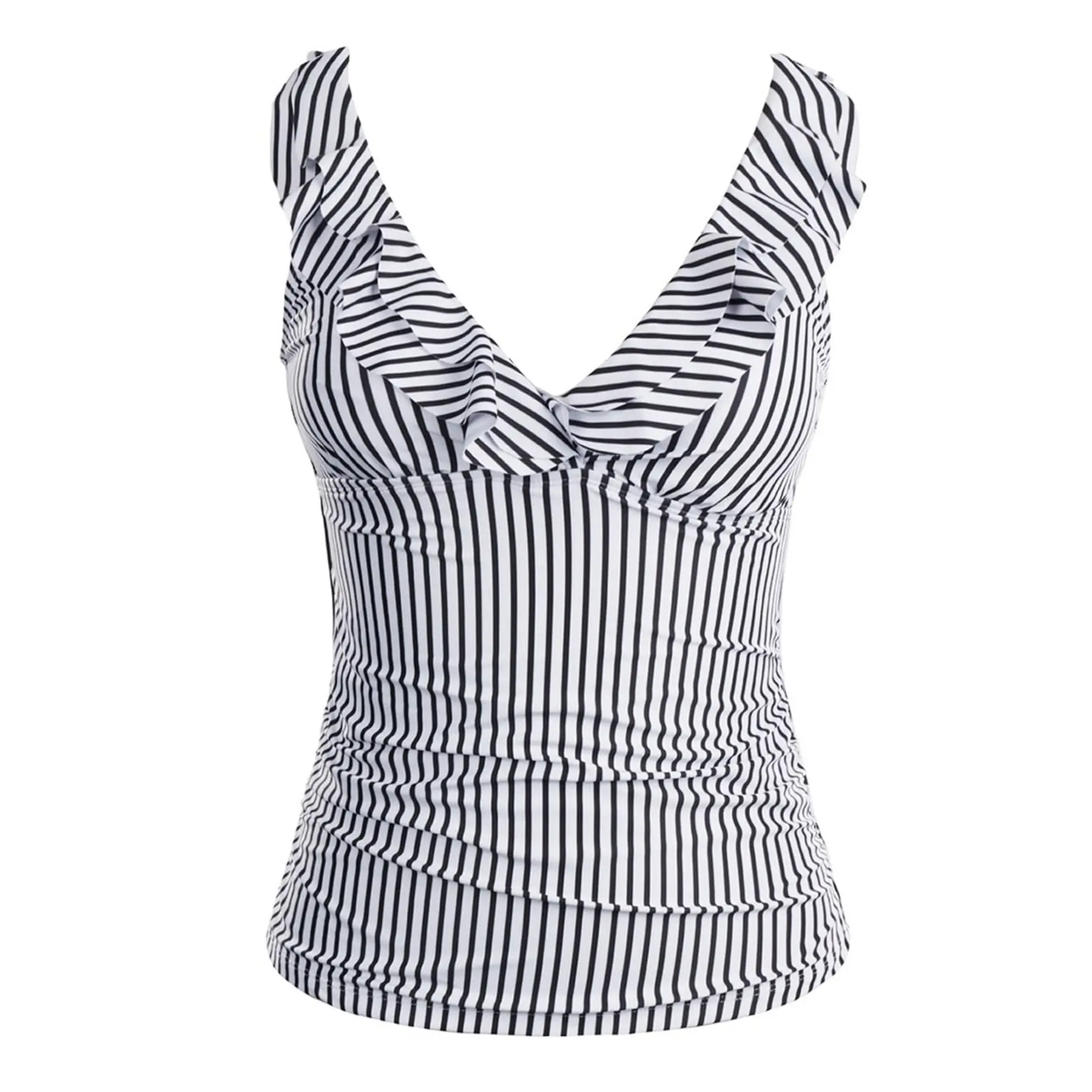 Yonique Women's Tankini Top Only Tummy Control Bathing Suit Top Ruffle Swimsuit Top V Neck Swim Tank Top No Bottom