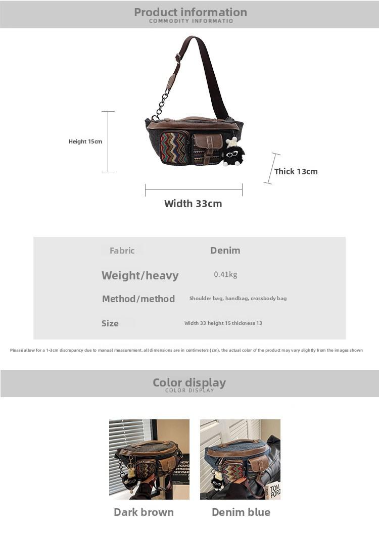 Denim Canvas Dumpling Bag – Cross-body & Waist Bag – Trendy Diagonal Bag for Cool Girls