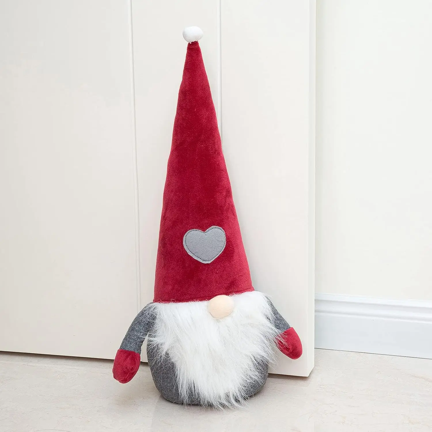 Cute Door Stopper Decorative Door Stops for  and Office, Stuffed Fabric Christmas Door Stopper Weighted Interior Doorstop Floor Decorative - Santa Claus with Red Cap 19"