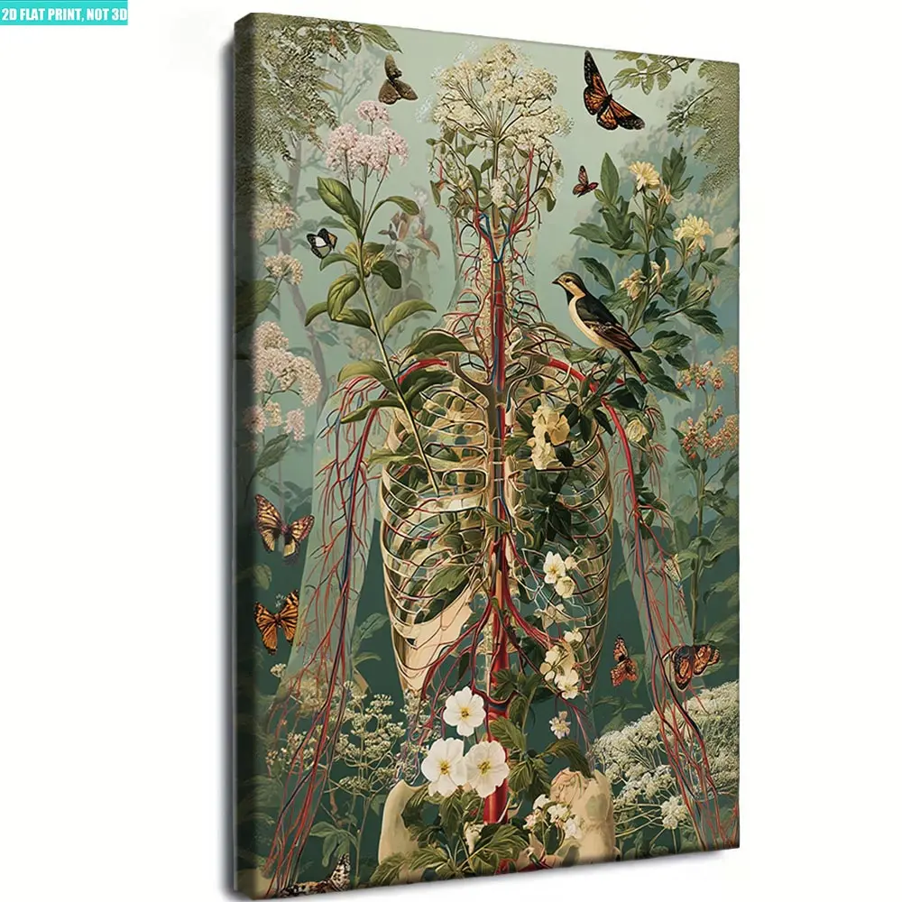 Vintage human anatomy educational medical canvas print with paulownia frame, canvas material sourced from China, wall art decor for doctor offices and rooms church unique art decoration