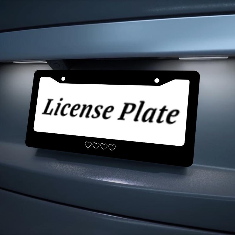 White Heart Design Aluminum License Plate Frame, Rust-Proof Universal Fit with Decorative Screws, 12. 2x6.. 3 Inch for Standard 2-Hole U. S. License Plates