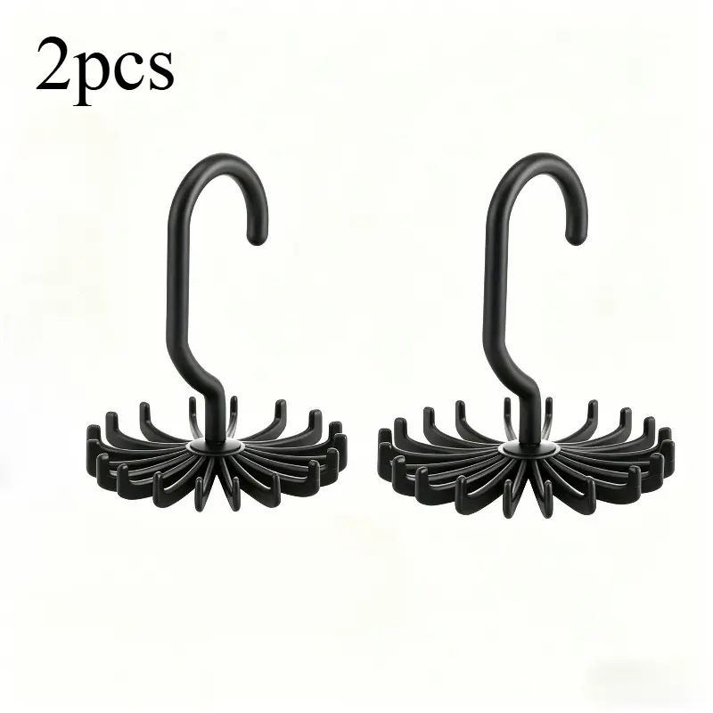 2pcs Rotating scarf and tie hanger, anti slip plastic multifunctional accessory hanger