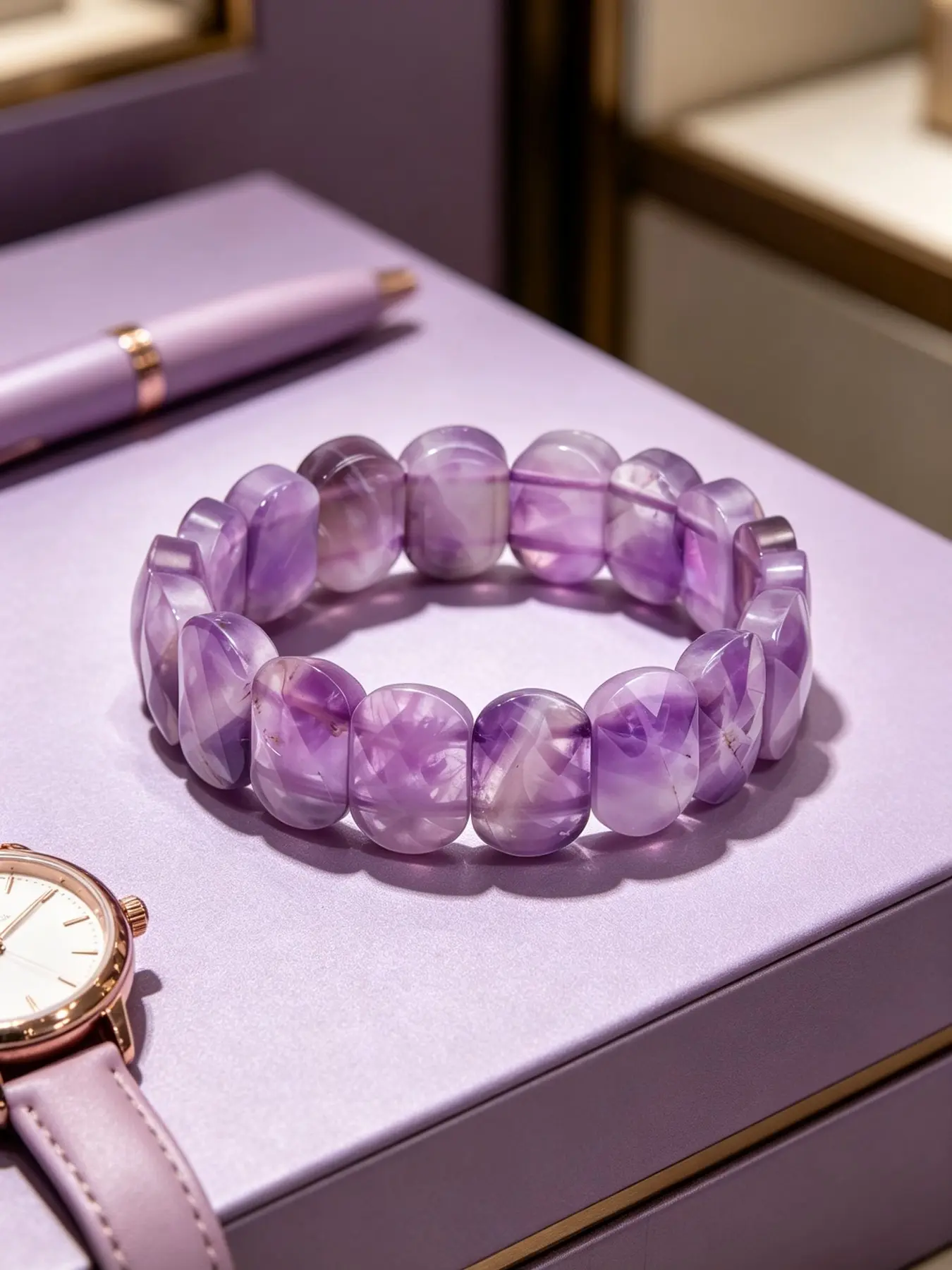 Natural Phantom Amethyst Slice Bangle Bracelet, Transparent Purple Gemstone Bracelet, Daily Wear Crystal Accessory Suitable For Office, Dating And Travel