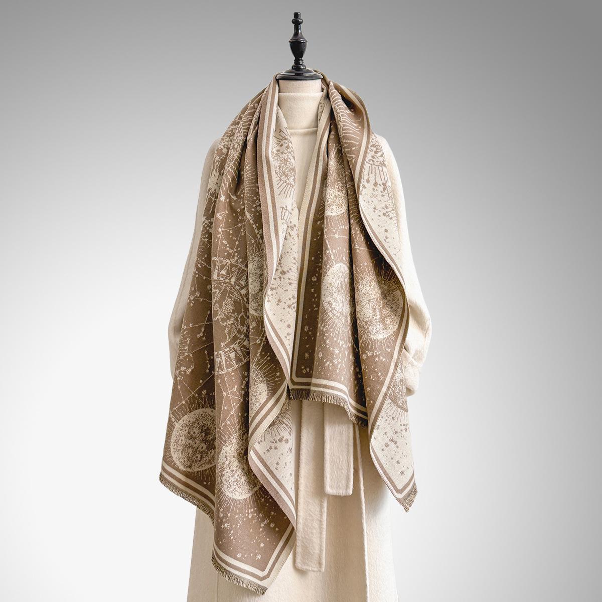 Boho Style Floral & Paisley Embroidery Tassel Decor Shawl, Paisley Print Scarf, Trendy Casual Soft Warm Double Sided Scarf for Fall & Winter, Fashion Accessories for Women & Men