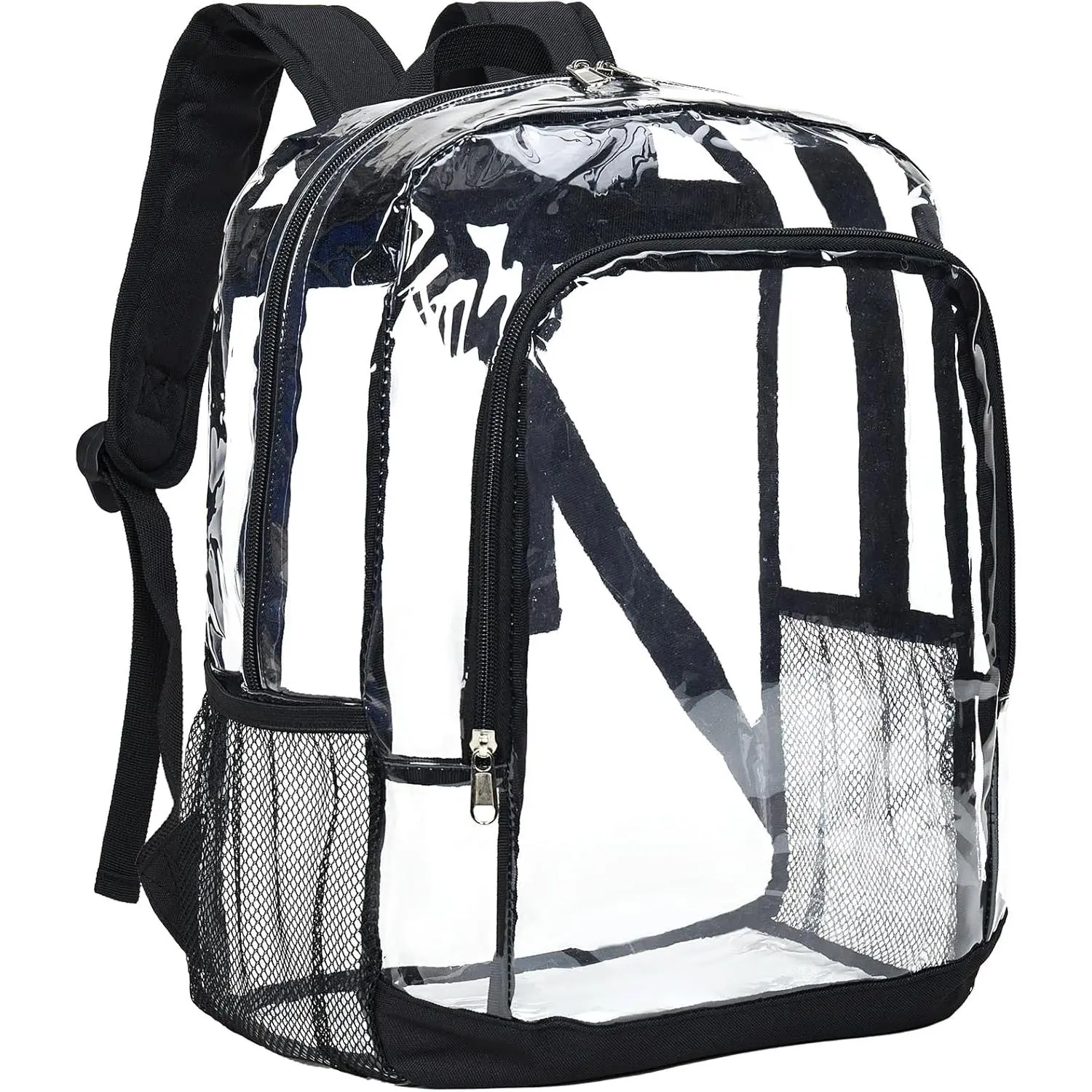 Clear Backpack Heavy Duty - Large Clear Bookbag for Girls Boys, Transparent Backpack for School, College, Work, Concert - Black