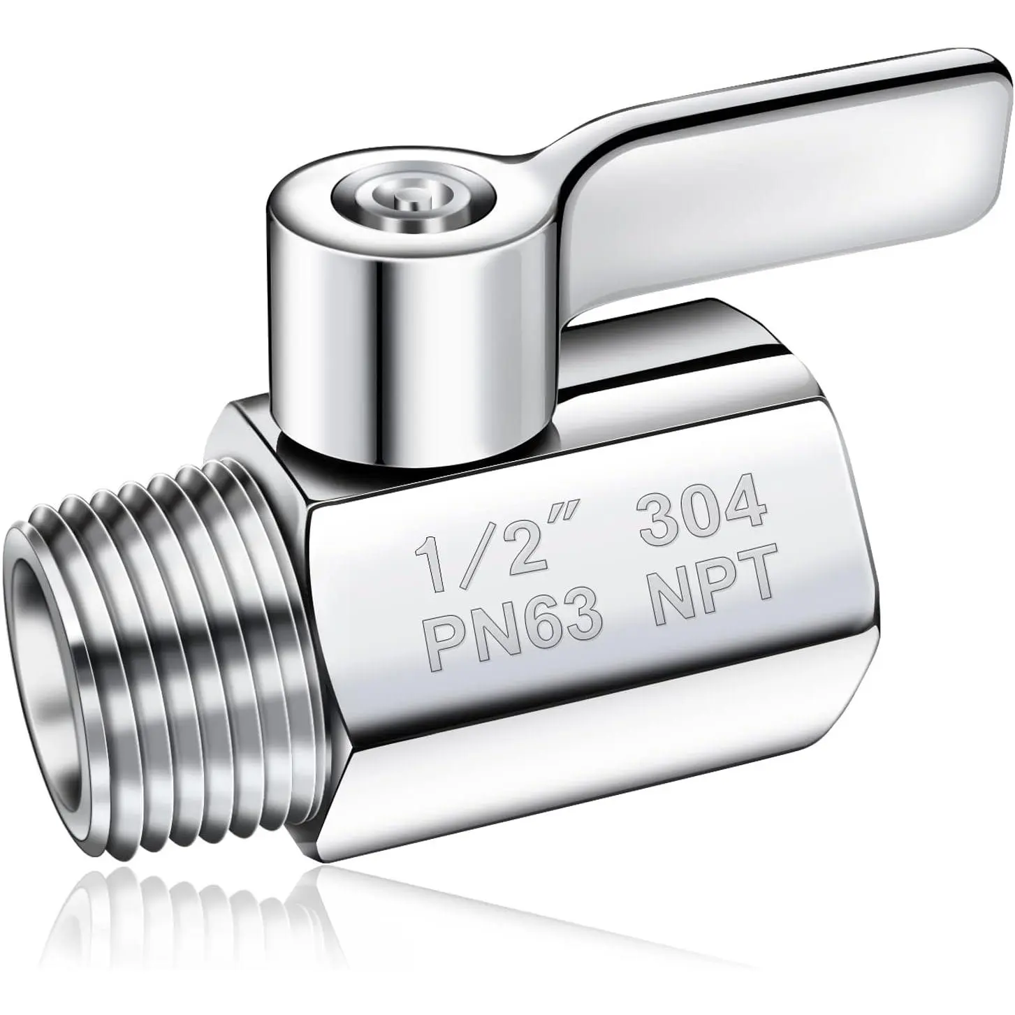 Shower  Shut Off Valve 304 Stainless Steel Mini Ball Valve(1/2" Female X Male) NPT Thread Water Flow Control Valve Regulator