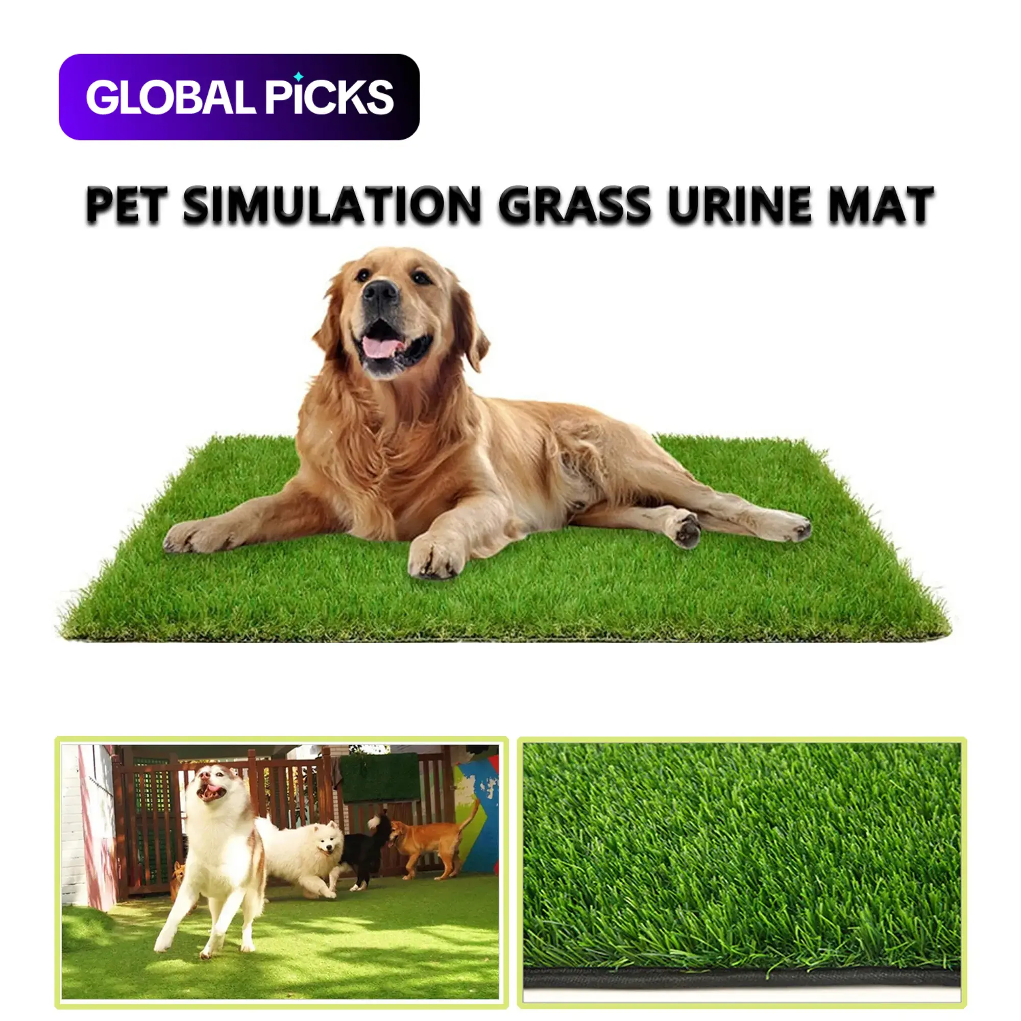 Outdoor Dog Potty Grass Pad, Washable Easy-to-Clean Non-Slip Puppy Pee Training Mat for Small, Medium & Large Dogs #GLOBAL PICKS