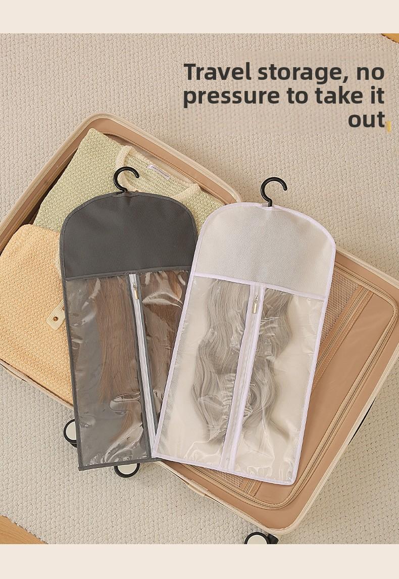 Portable Waterproof Wig Storage Bag Travel Friendly Dustproof Cosplay Hair Display Case with Clear Window