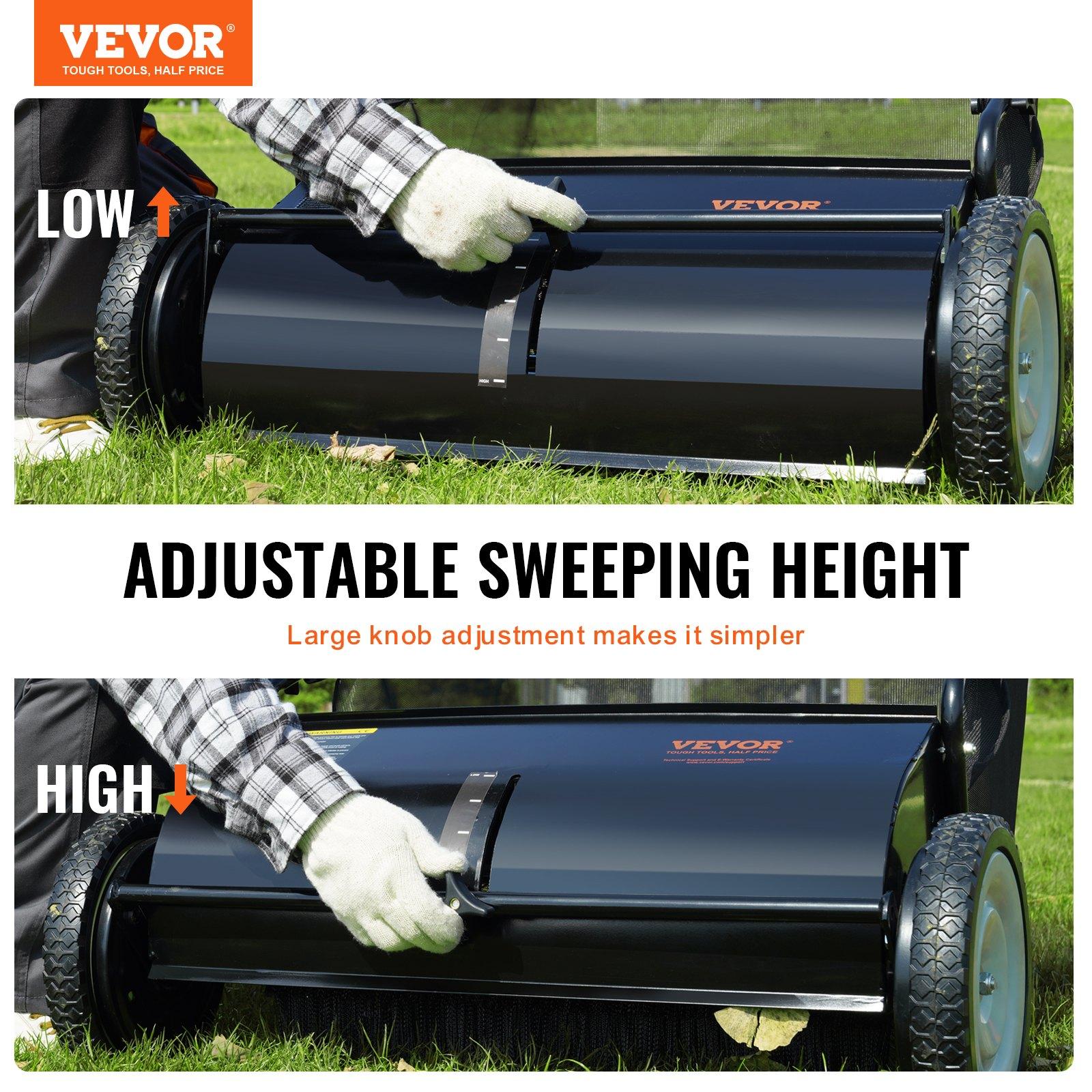 VEVOR Push Lawn Sweeper, 26-inch Leaf & Grass Collector, Strong Rubber Wheels & Heavy Duty Thickened Steel, Durable to Use with Large Capacity 7 cu. ft. Mesh Collection Hopper Bag, 4 Spinning Brushes VEVOR Push Lawn Sweeper, 26-inch Leaf & Grass Collector, Strong Rubber Wheels & Heavy Duty Thickened Steel, Durable to Use with Large Capacity 7 cu. ft. Mesh Collection Hopper Bag, 4 Spinning Brushes