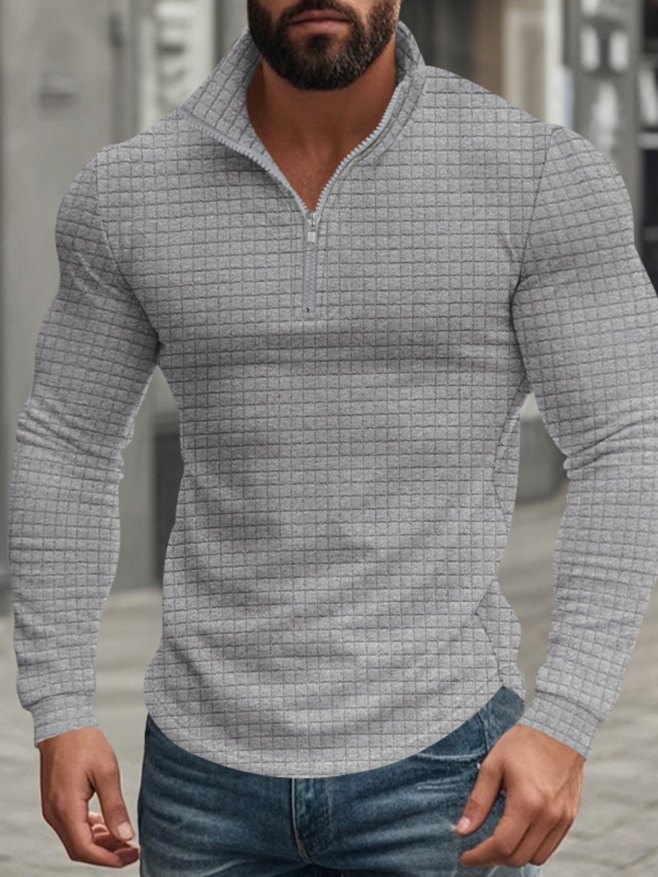 Men's Regular Fit Plain Half Zip Up Sweatshirt, Casual Long Sleeve Pullover for Spring & Fall, Fashion Men's Clothes for Daily Wear Men's Regular Fit Plain Half Zip Up Sweatshirt, Casual Long Sleeve Pullover for Spring & Fall, Fashion Men's Clothes for Daily Wear