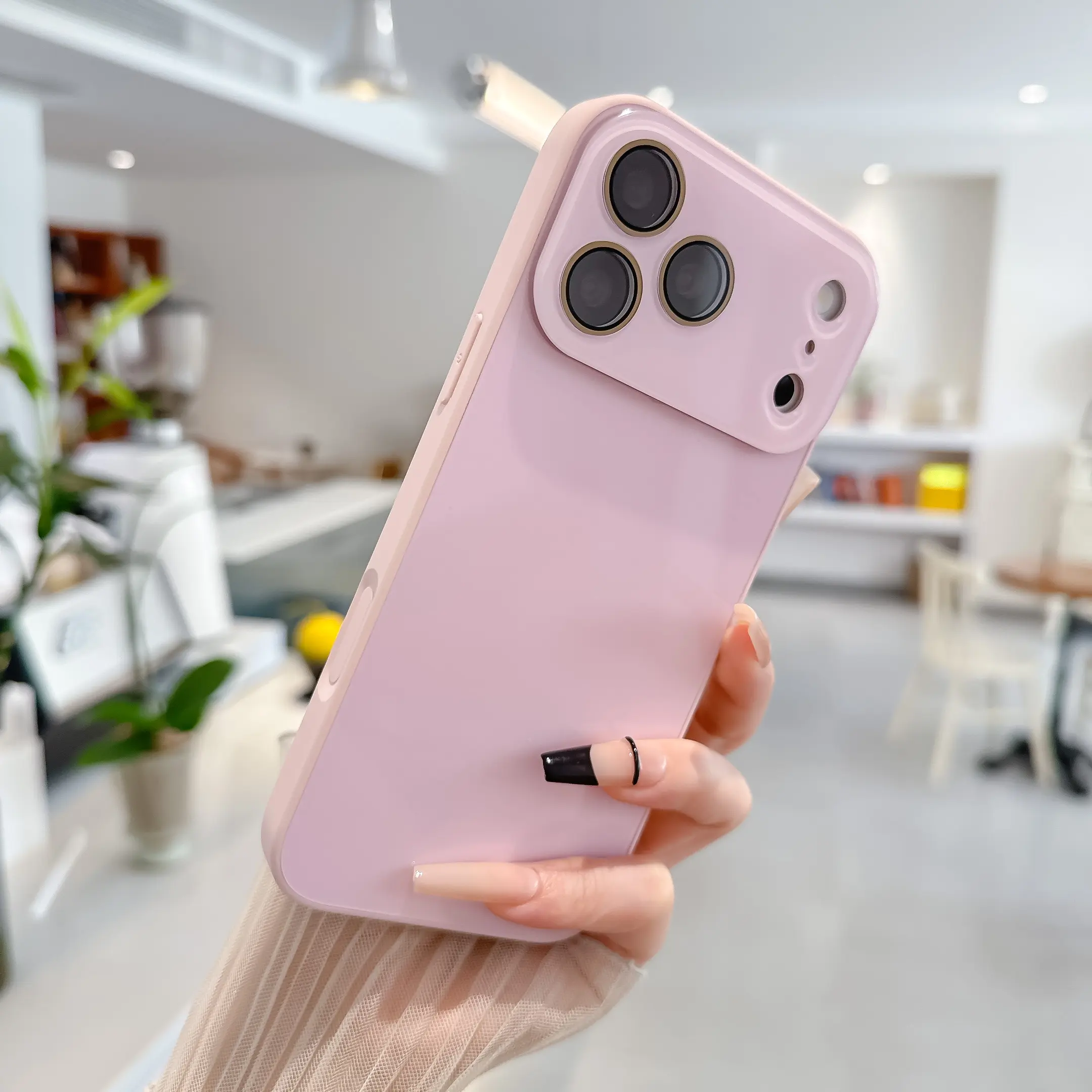Candy Macaron Crystal Clear iPhone Case, Skin-Feel Soft TPU Bumper & Hard PC Back, Full Lens Protection, Cute Minimalist Pink & White, Compatible with iPhone 17/16/15/14/13/12/11 Pro Max Plus Air 17E 16E MINI