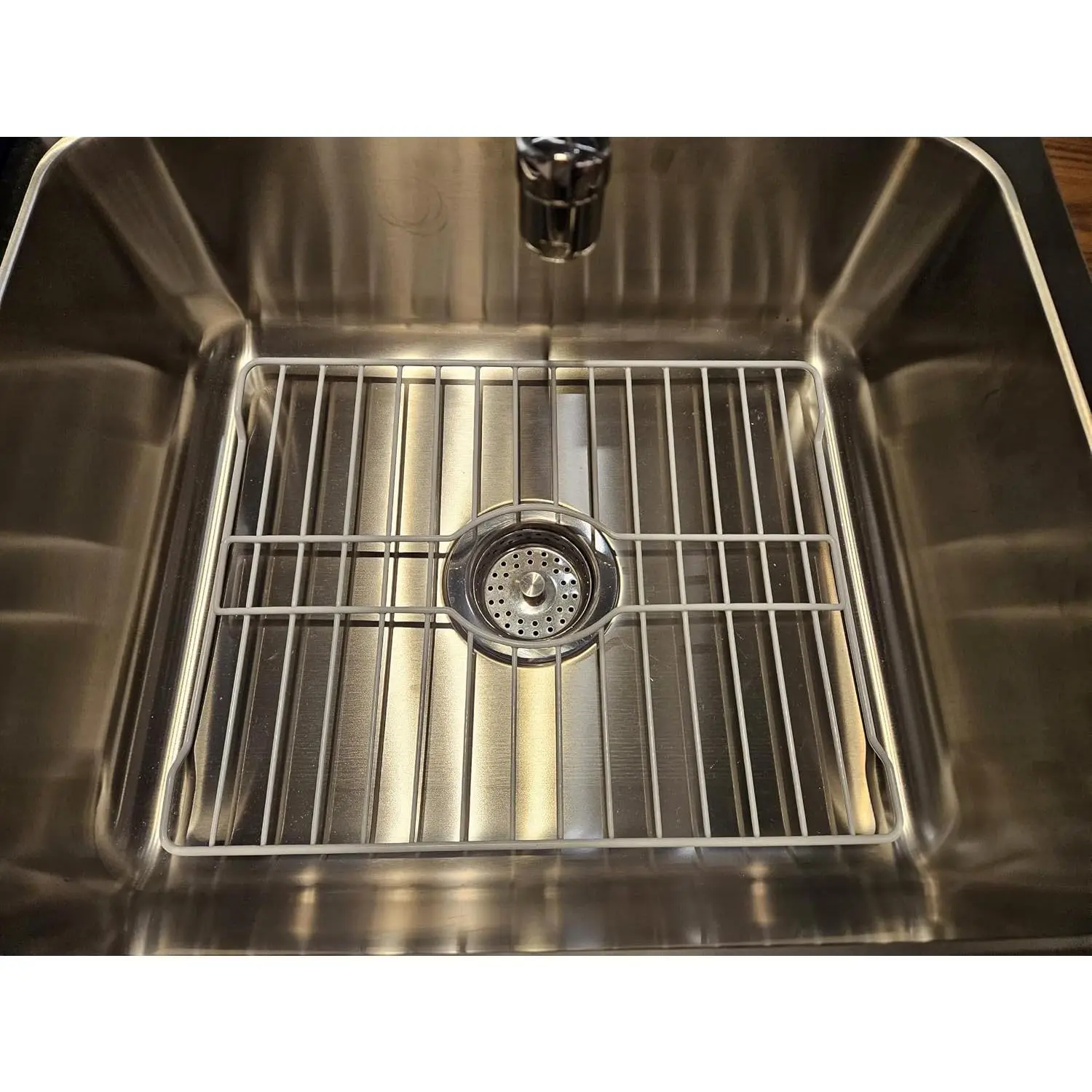 Sink Protectors for Kitchen Sink Bottom with White Coating Grate | Insert Grid Sink Bowl Drying Rack Steel Small (10.5" x 12.5")