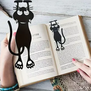Creative 3D Kawaii Black Cat Bookmarks Set, Durable Plastic Animal Page Markers, Perfect Stationery Gift for Students Teachers Book Lovers Daily Use
