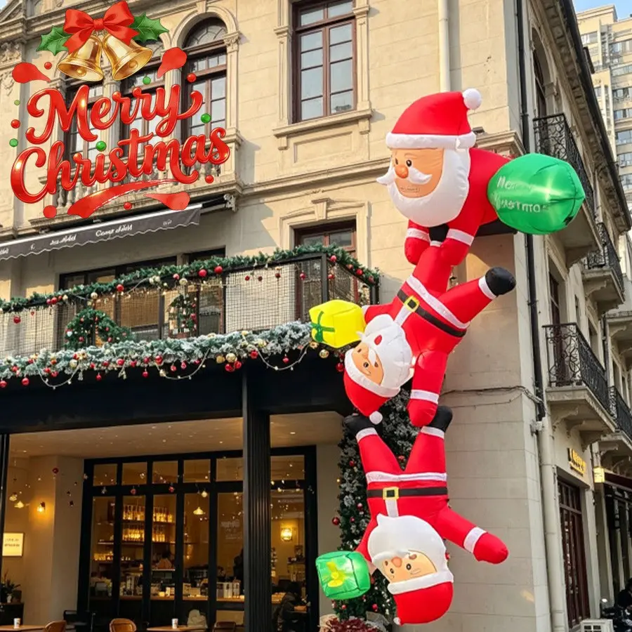 8-Foot Hanging Inflatable Santa Claus, Lighted Outdoor Christmas Decoration, Requires Blower, Creative 3D Inflatable Model for Home Decor