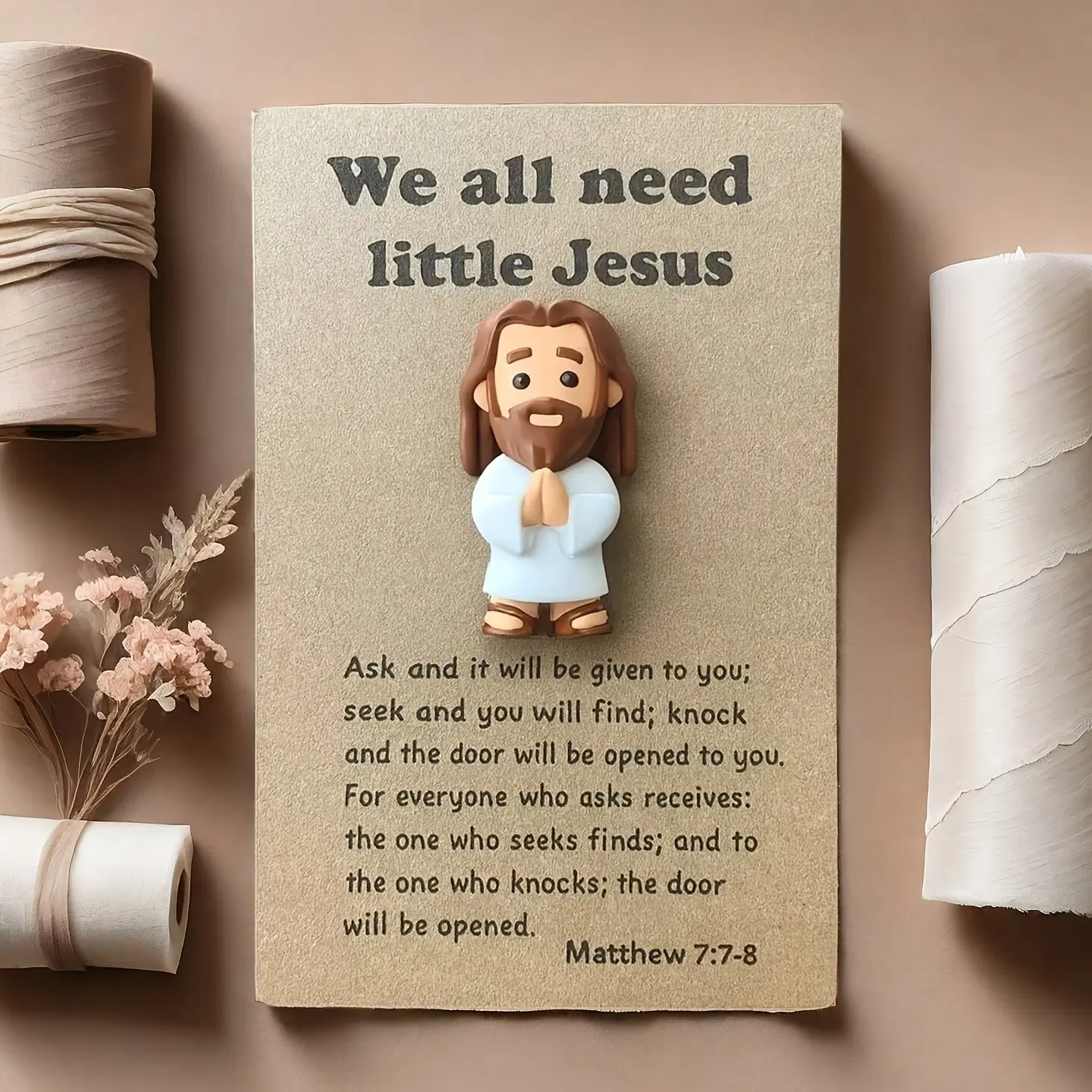 2D Jesus Prayer Statue with Prayer Card, Emotional Encouragement Card, Inspirational Gift, Perfect for Prayer Gifts, Theme Party Gifts, Memorial Gifts