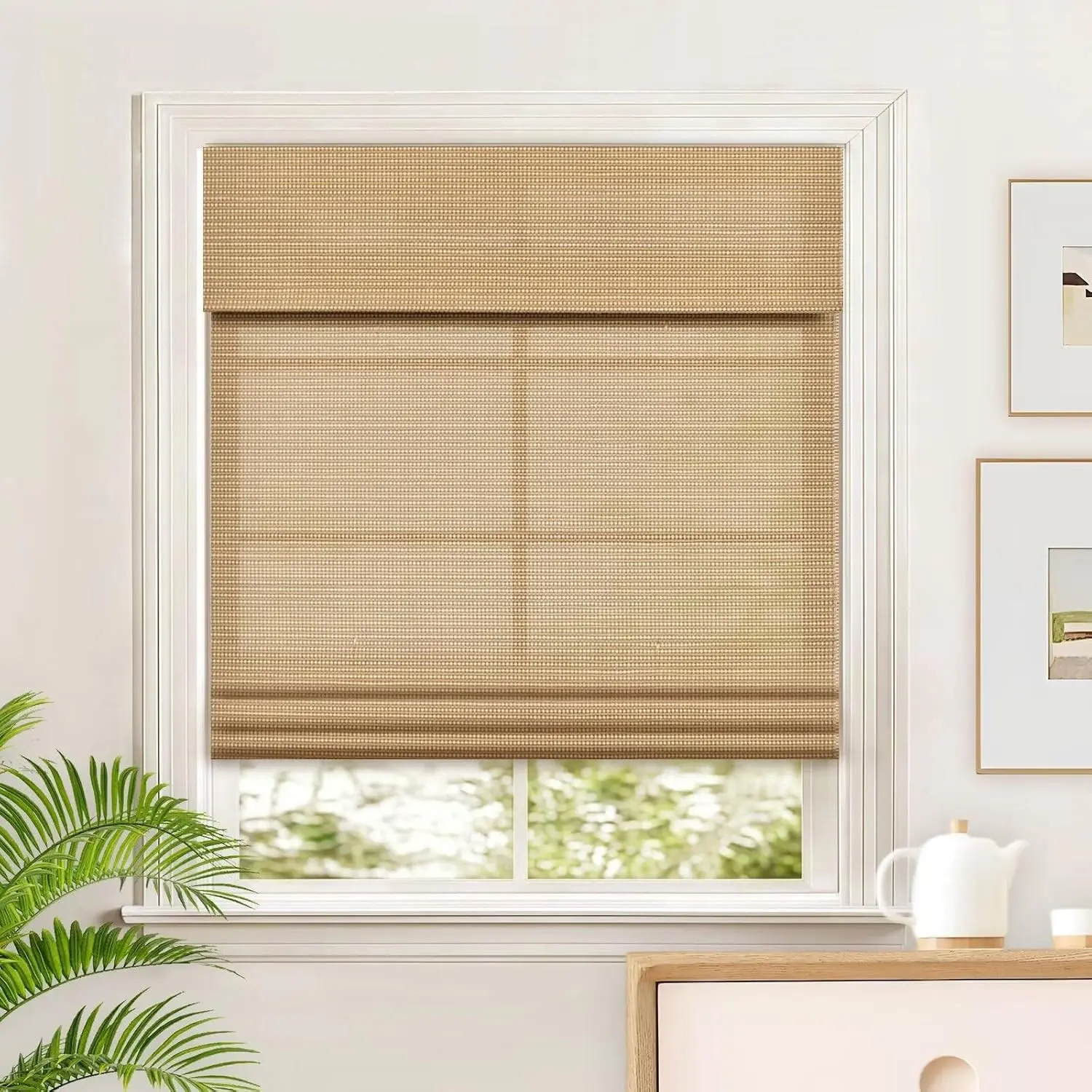 Window Blinds Roman Shades for Indoor Windows, Light Filtering Cordless Mini Blinds, Easy to Install Roman Shades for Window,24" W x 64" H