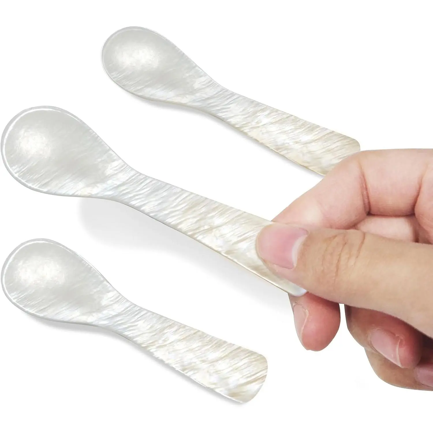 Caviar Spoon 3 pcs Mother of Pearl Spoons 3.5 Inch Shell Spoon for Caviar Ice Cream Sauces Dishwasher Safe