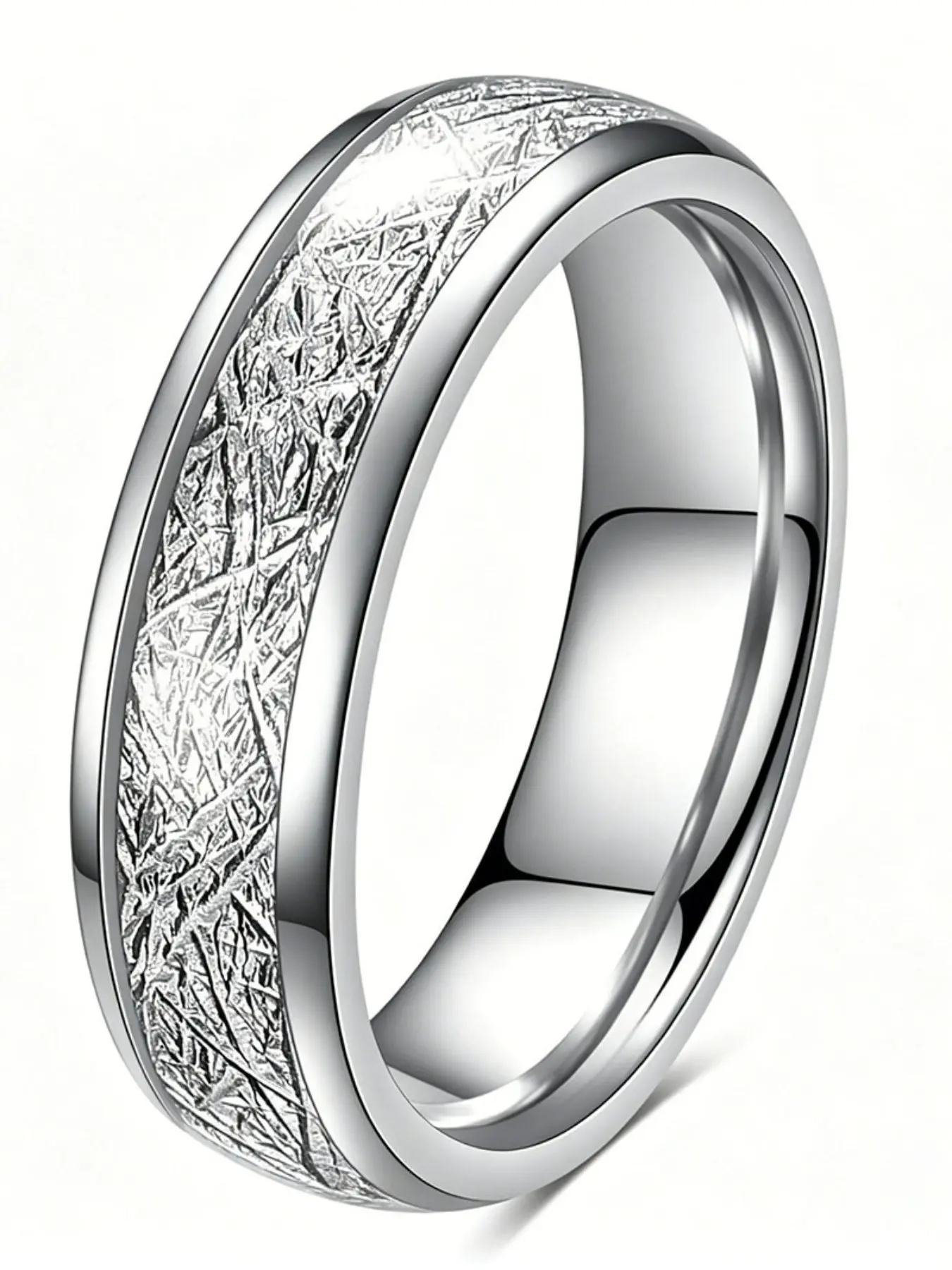 New Frost Pattern Meteorite Gold Ball Ring, Wide 4-6 Mm Stainless Steel Band, Versatile Jewelry for All Occasions
