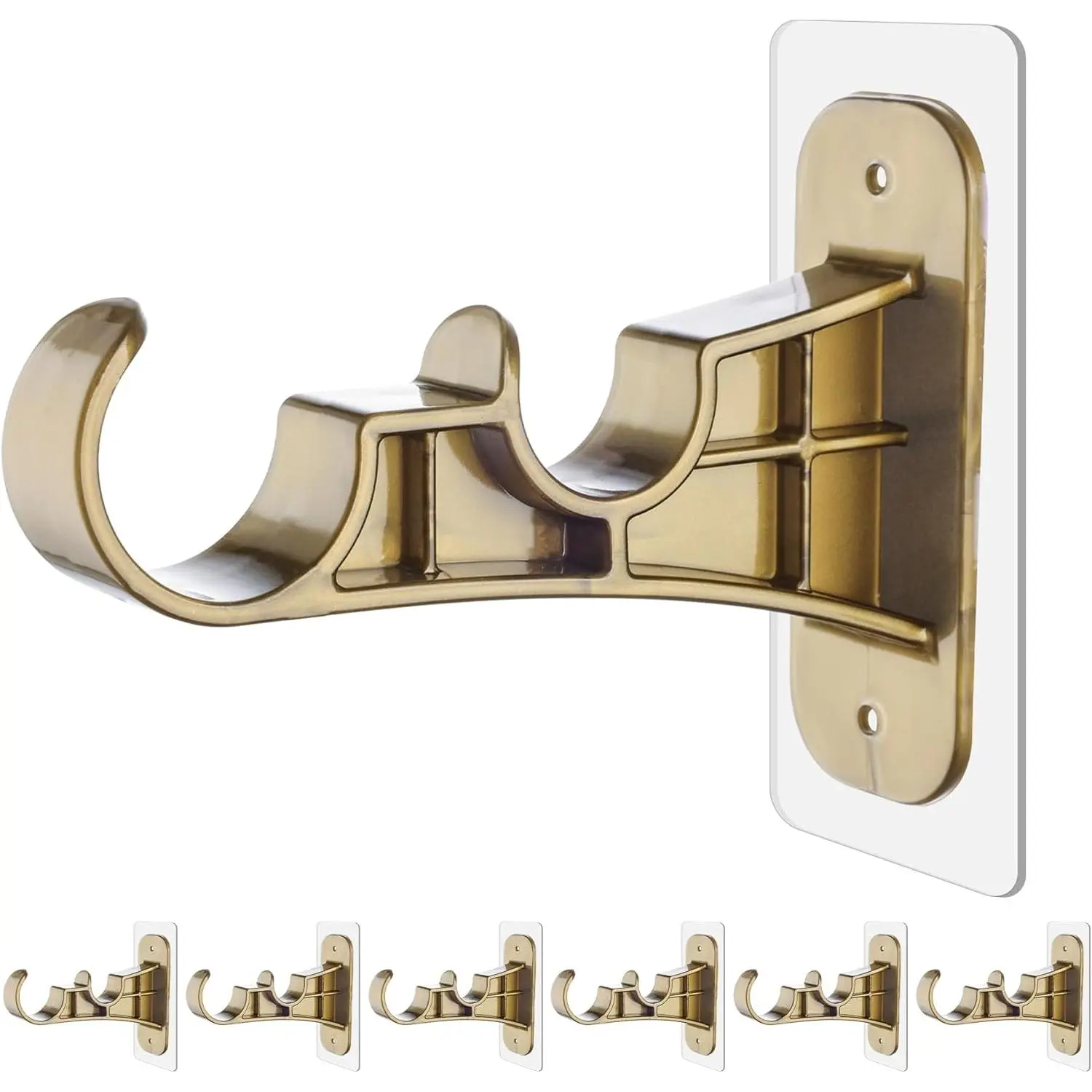 6-Pack Rod Bracket No, Nail-Free Rod Holder Brackets, No Drilling Damage-Free Rods Hangers for Living Room,, - Retro Color