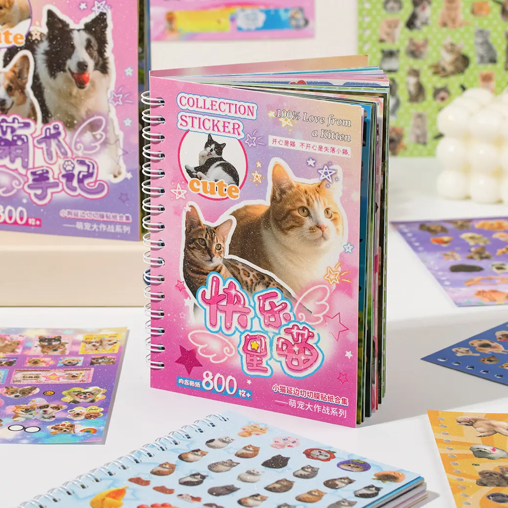 800+ Pcs Y2K Cat Meme Sticker Book| Kawaii Funny Kitty Decals for Aesthetic Journaling & Polco