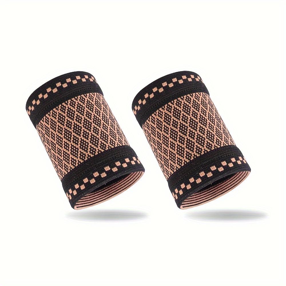 4-piece copper-colored wrist compression bracelets, soft wrist support bands, suitable for support during sports, fitness, and typing