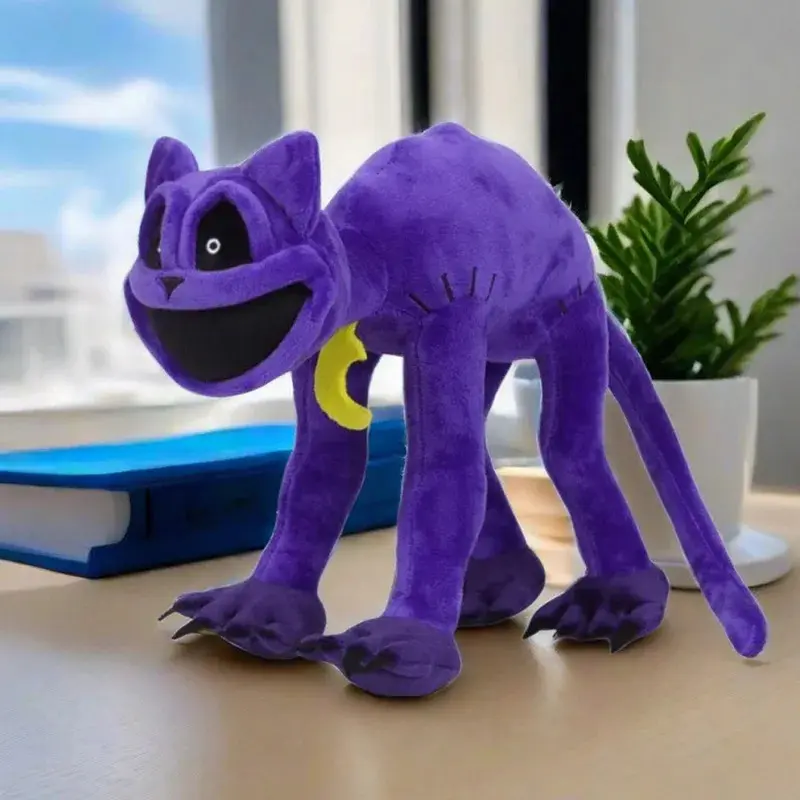 ///30CM Smiling Little Animal Plush Toys Purple Cat Soft Stuffed Plushie Miss Delight Doll Decoration Birthday Present Gifts