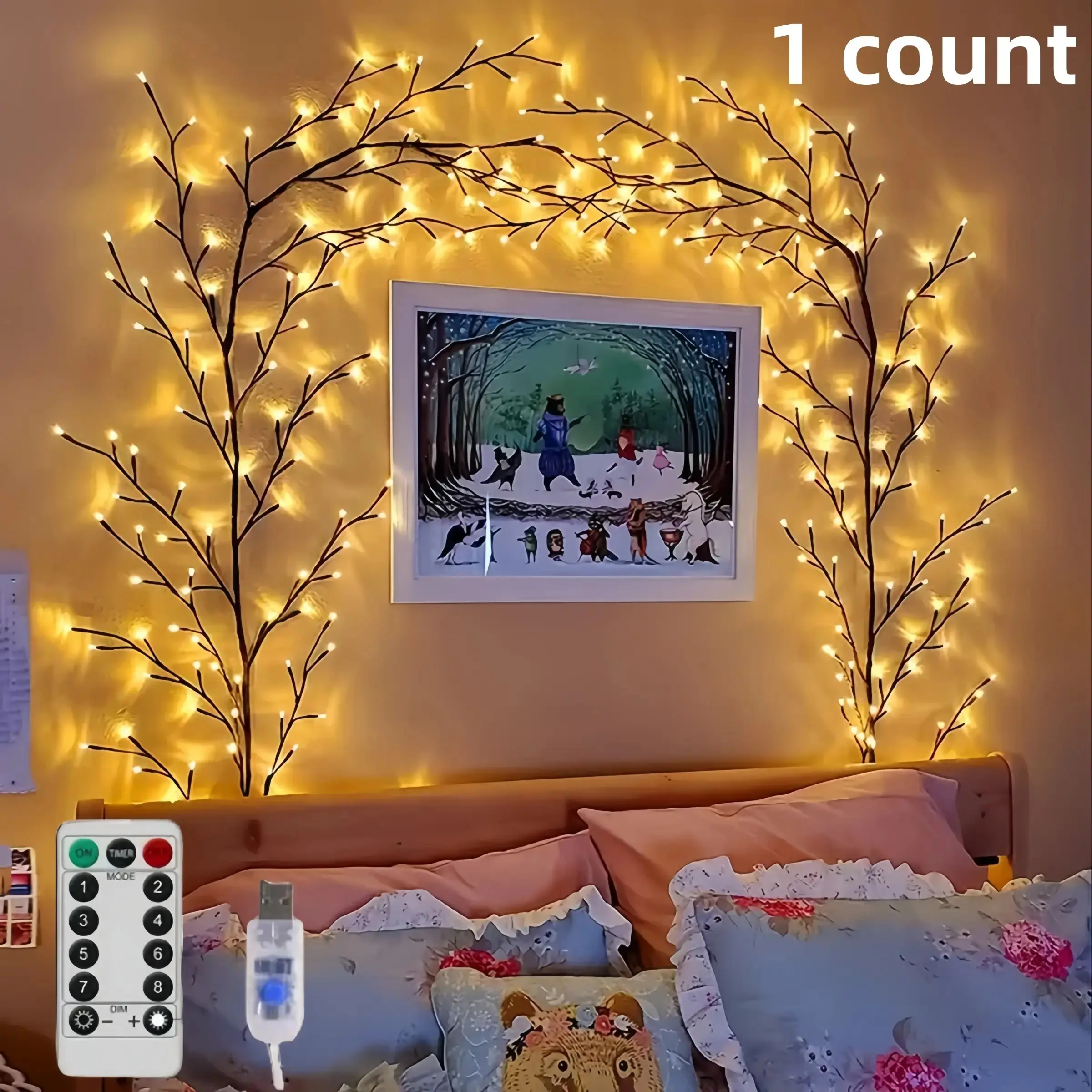 Flexible Willow Vine Lights Set, 8 Modes, 5.9ft, 96 LED Bulbs, Perfect for Christmas Party & Halloween Decorations, Holiday Decoration Lights