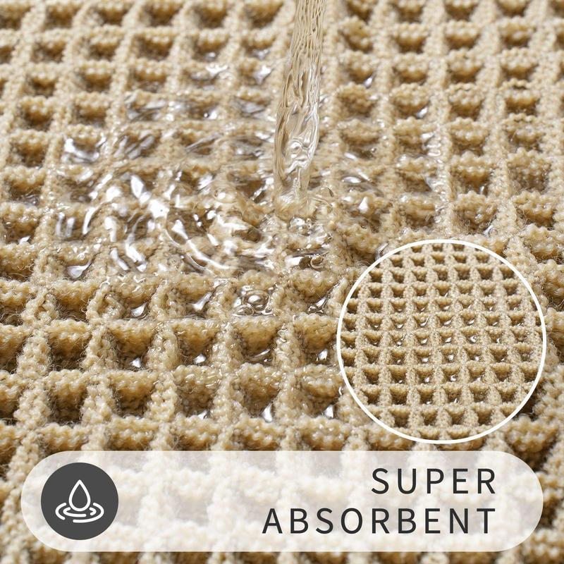 2pcs Anti-Slip Waffle Bathroom Mat Set, Non-Toxic Bath Rug & Door Mats, Absorbent Kitchen Floor Covering, Ideal for Wet Areas, Water Absorbent Mat