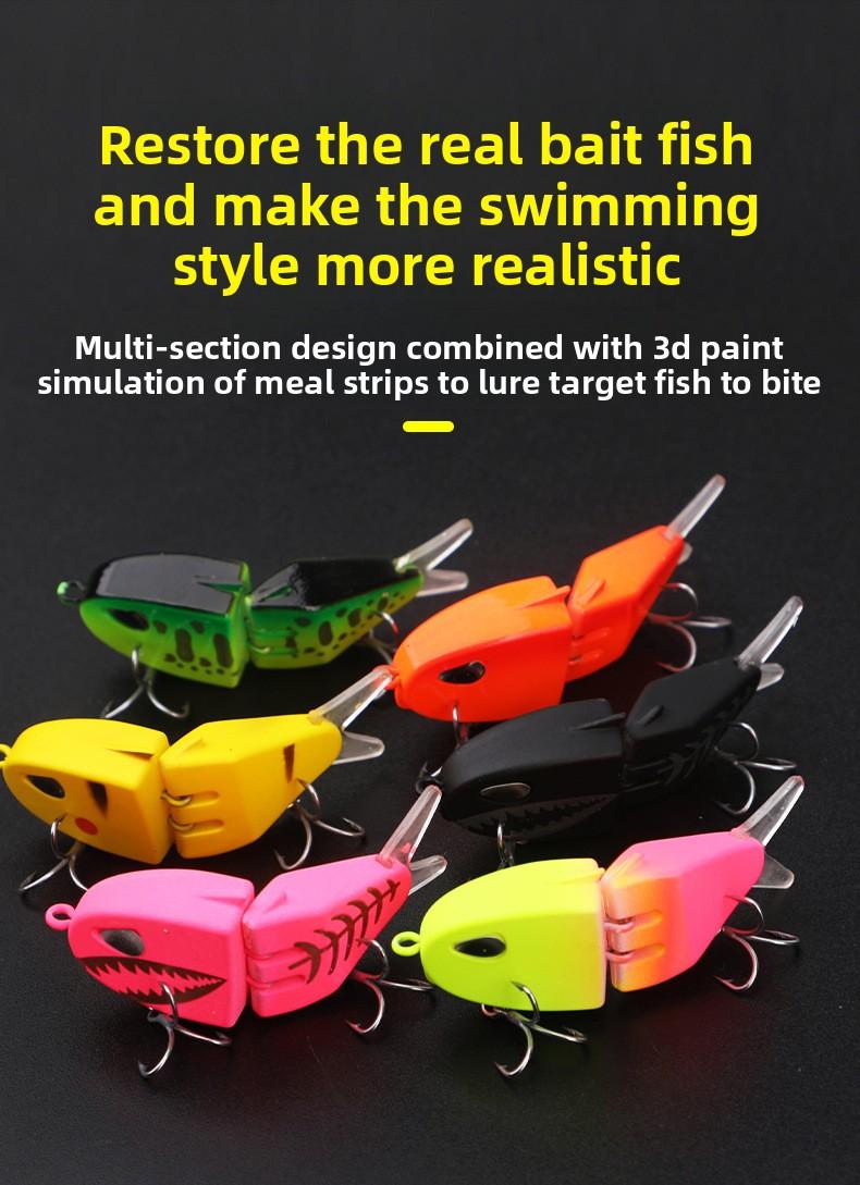 60mm Multi Jointed Fishing Lure Double Hooks Colorful Sinking Lure for Bass Trout