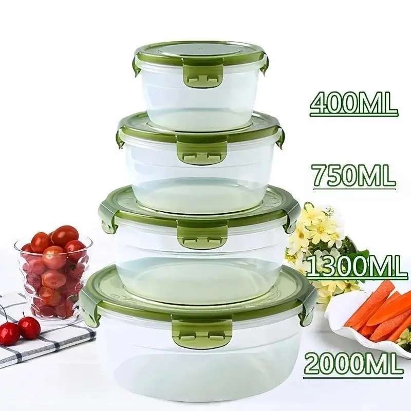 4 Pcs Stackable Kitchen Storage Containers Set, Reusable Food Storage Boxes, Safe for Fridge and Microwave, Ideal for Meals and Snacks