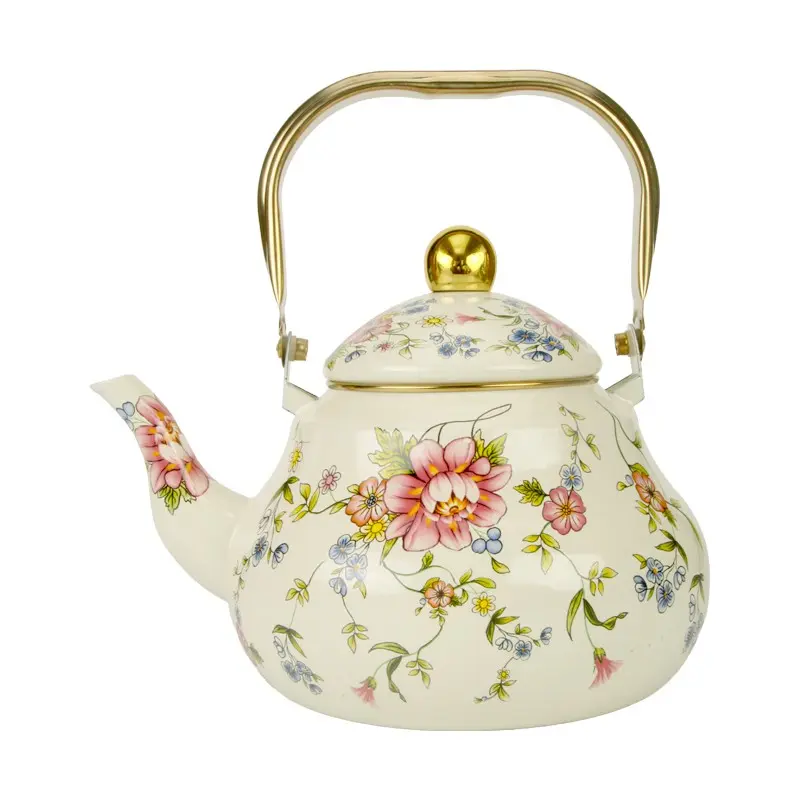 1pc Enamel Water Kettle, British Milk Tea Pot, Teapot, Coffee Pot, Handmade for Kitchen, Outdoor Afternoon Tea, Gift Idea