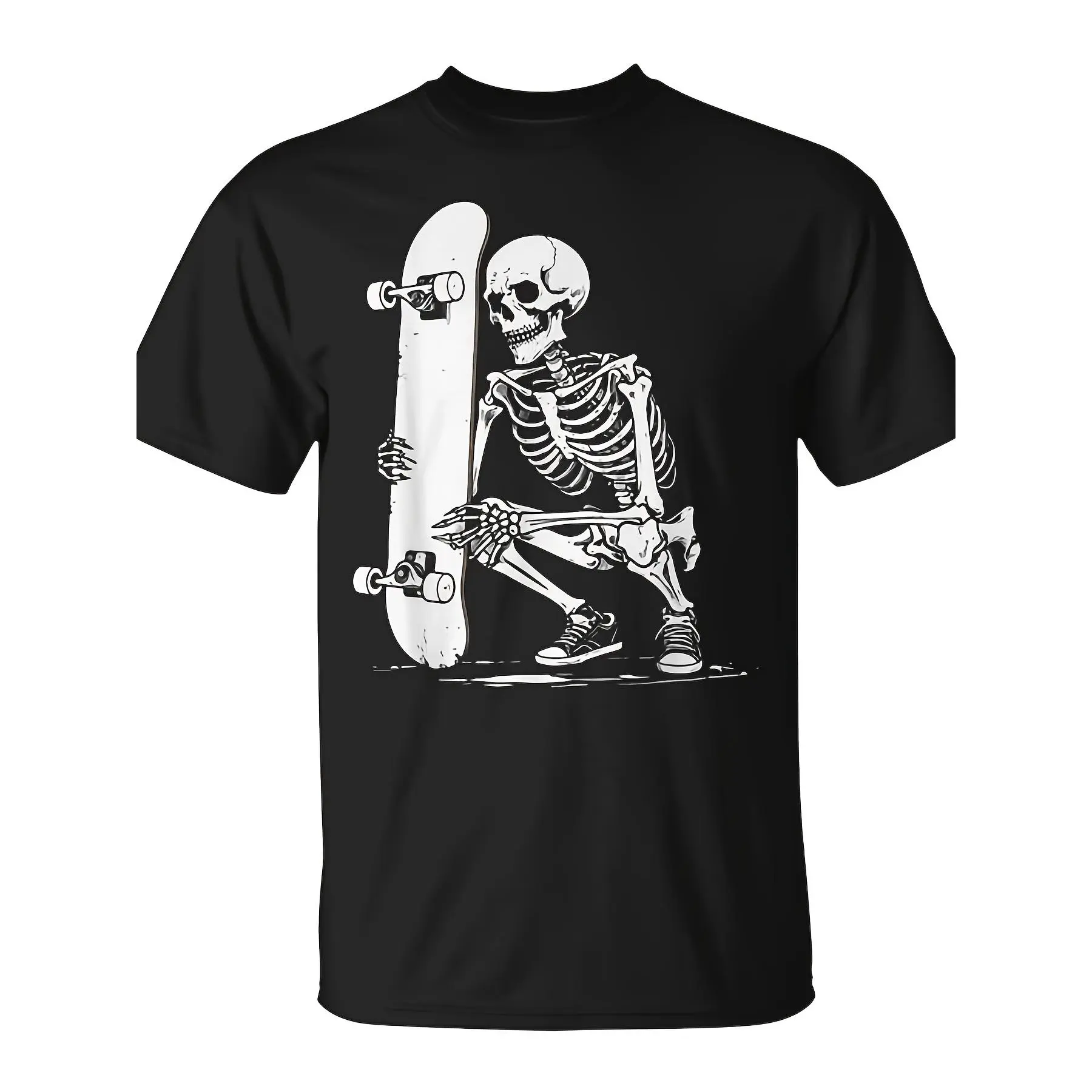 Skateboarder Skateboard Deck Skeleton Skater T-Shirt - Unisex for Daily Wear 2025 Funny Christmas Novelty Men's T-Shirt Summer Trendy Streetwear Fashion Top Quality Comfortable Casual Printed T-shirt Pure  220G