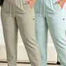 2-Pack Summer Plus Size Women's Sporty Loose Fit Long Baggy Pants, Casual Straight-Leg Trousers, Breathable Thin Waistband, Outdoor Leisure Wear, Fashion Bottoms