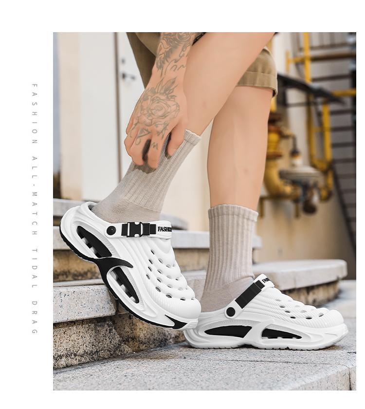 Summer Men's Clogs Outdoor Thick Sole Non-Slip Odor Resistant Durable Quick Drying Soft Beach Sandals 8810