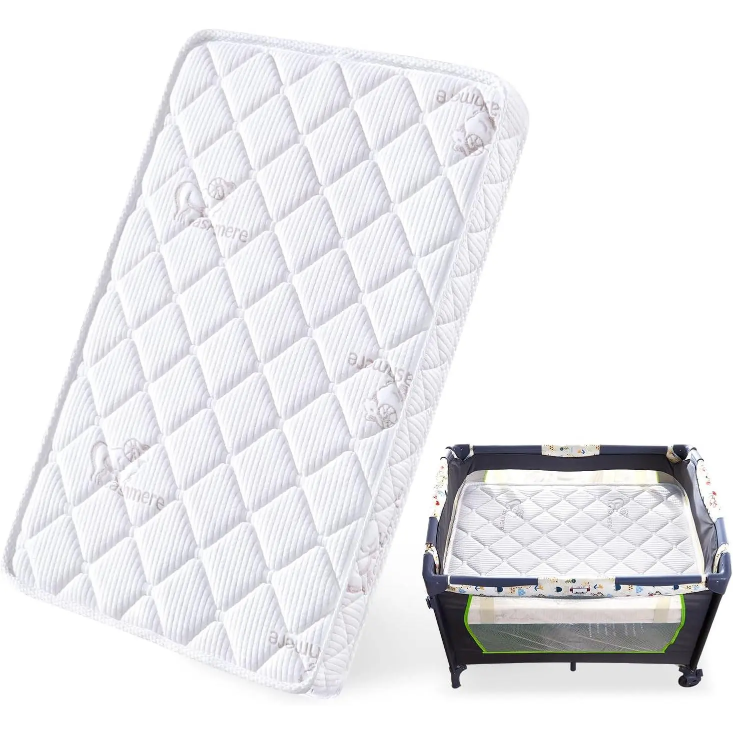 Baby Playpen Foam Blend Mattress Topper (38in x26in x1.5in) - Skin-Friendly, Soft, Breathable, Quiet, Smooth Surface, Supports Healthy Spine Development for Infants, Indoor Use