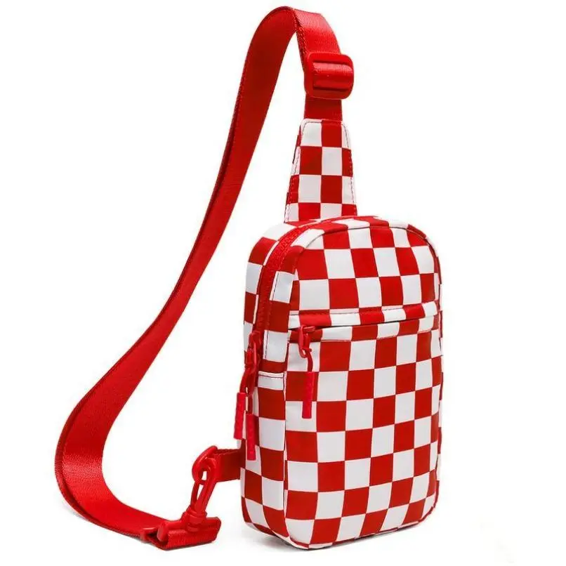 Lightweight Nylon Mini Crossbody Waist Chest Bag - 2026 Viral Style, Adjustable Shoulder Strap, Plaid/Red Check/Cloud Purple, Zip Closures, Multi-Way Carry, Multiple Pockets, Customizable Fit for Camping, Everyday Use