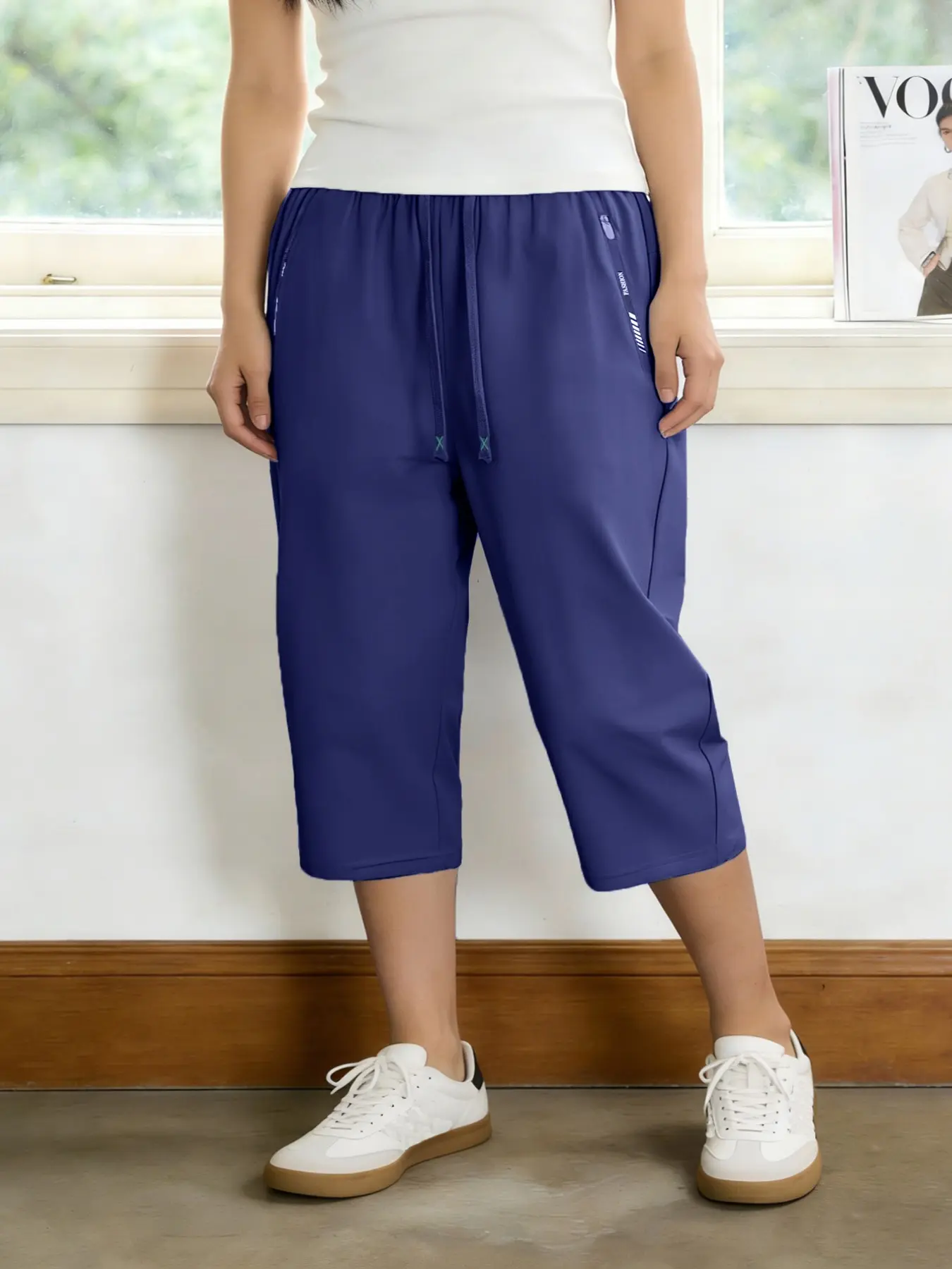 Women's Summer Plus Size Elastic Sporty Shorts, Loose Fit Quick-Dry Fitness Workout Sports Casual Pants, Breathable Seven-Eighths Athletic Shorts, Activewear Shorts, Gym Workout Shorts for Women 0XL-5XL