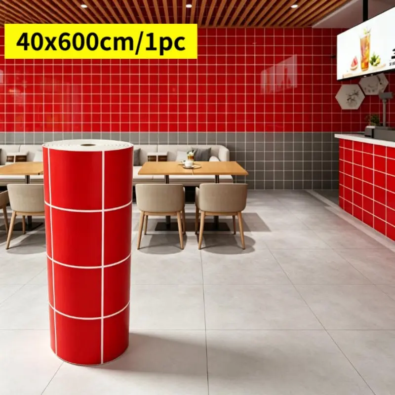 Self-Adhesive Grid Brick Wallpaper, 40x600cm, Ideal for Commercial and Residential Use, Cost-Effective Wall Decoration
